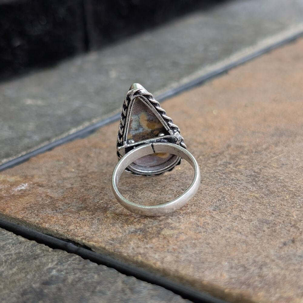 Brown Swirl Boho Statement Ring Trippy Sterling Silver Vintage Southwest Size 8 - Picture 5 of 10